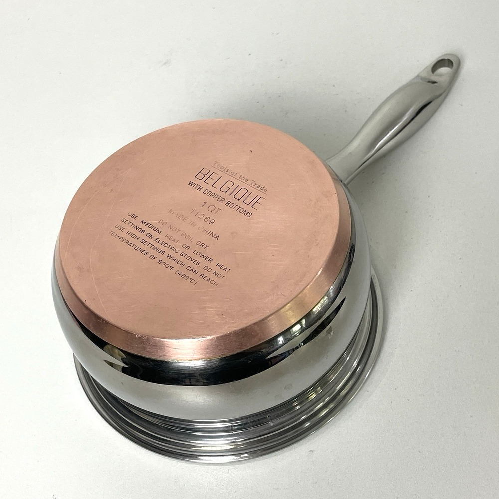 Belgique Stainless Steel Sauce Pans 1 qt & 3 qt Vented Lid Copper Bottom - Picture 9 of 16
